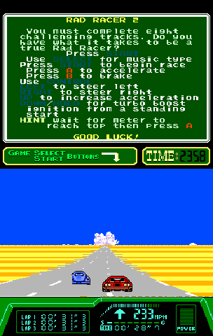 Rad Racer II (PlayChoice-10) Screenshot 1